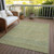8' X 10' Wheat And Sage Striped Washable Indoor Outdoor Area Rug