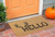 24" X 36" Natural And Black Hello With Antlers Outdoor Coir Door Mat