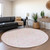 8' Pink Gray And Ivory Round Geometric Washable Indoor Outdoor Area Rug