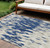 9' X 12' Navy Blue And Ivory Abstract Washable Indoor Outdoor Area Rug