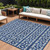 9' X 12' Navy Blue And Ivory Geometric Washable Indoor Outdoor Area Rug