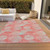 9' X 12' Salmon Ivory And Sky Blue Polka Dot Washable Indoor Outdoor Area Rug