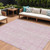 9' X 12' Pink And Ivory Striped Washable Indoor Outdoor Area Rug