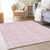 9' X 12' Pink And Ivory Striped Washable Indoor Outdoor Area Rug