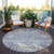8' Taupe Blue And Green Round Abstract Washable Indoor Outdoor Area Rug