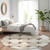 8' Brown Beige And Ivory Round Abstract Washable Indoor Outdoor Area Rug