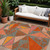 10' X 14' Rust Gray And Pink Geometric Washable Indoor Outdoor Area Rug