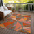 10' X 14' Rust Gray And Pink Geometric Washable Indoor Outdoor Area Rug