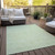 3' X 5' Artichoke Green And Mint Green Floral Washable Indoor Outdoor Area Rug