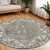 8' Blue Floral Power Loom Round Rug