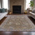9' X 12' Brown And Lavender Floral Washable Indoor Outdoor Area Rug