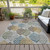 9' X 12' Gray Silver And Teal Blue Floral Washable Indoor Outdoor Area Rug