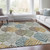 9' X 12' Gray Silver And Teal Blue Floral Washable Indoor Outdoor Area Rug
