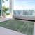 9' X 12' Olive Green And Gray Striped Washable Indoor Outdoor Area Rug