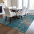 9' X 12' Teal Blue And Gray Abstract Washable Indoor Outdoor Area Rug