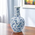 24" Blue And White Floral Curved Porcelain Table Vase