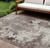 10' X 14' Taupe Ivory And Brown Damask Washable Indoor Outdoor Area Rug