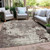 10' X 14' Taupe Ivory And Brown Damask Washable Indoor Outdoor Area Rug