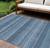 10' X 14' Denim Blue And Sky Blue Striped Washable Indoor Outdoor Area Rug