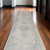 12' Gray Blue and Taupe Oriental Power Loom Worn Faded Runner Rug With Fringe