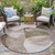 8' Taupe And Beige Round Abstract Washable Indoor Outdoor Area Rug