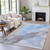9' X 12' Sky Blue And Gray Abstract Washable Indoor Outdoor Area Rug