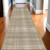12' Taupe and Ivory Plaid Runner Rug