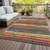 8' X 10' Granite Gray Copper And Yellow Striped Washable Indoor Outdoor Area Rug