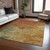 9' X 12' Terra Cotta Copper And Green Abstract Washable Indoor Outdoor Area Rug