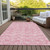 10' X 14' Pink And Ivory Geometric Washable Indoor Outdoor Area Rug