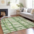 8' X 10' Artichoke Green And Emerald Striped Washable Indoor Outdoor Area Rug