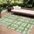 8' X 10' Artichoke Green And Emerald Striped Washable Indoor Outdoor Area Rug
