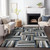 9' X 12' Black Gray And Ivory Geometric Washable Indoor Outdoor Area Rug