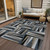 9' X 12' Black Gray And Ivory Geometric Washable Indoor Outdoor Area Rug