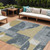 8' X 10' Gray And Gold Geometric Washable Indoor Outdoor Area Rug