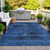 9' X 12' Blue And Charcoal Floral Washable Indoor Outdoor Area Rug