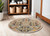 5' Ivory and Blue Round Floral Power Loom Area Rug