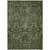 9' X 12' Olive Green And Charcoal Damask Washable Indoor Outdoor Area Rug