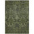 9' X 12' Olive Green And Charcoal Damask Washable Indoor Outdoor Area Rug