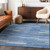 8' X 10' Sky Blue Gray And Ivory Striped Washable Indoor Outdoor Area Rug