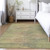 10' X 14' Artichoke Green Fern Green And Gold Abstract Washable Indoor Outdoor Area Rug