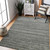9' X 12' Dark Gray And Ivory Wool Striped Hand Woven Area Rug