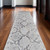 12' Gray and Silver Floral Power Loom Runner Rug