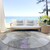 8' Taupe And Lavender Round Abstract Washable Indoor Outdoor Area Rug