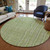 8' Green Ivory And Gray Round Striped Washable Indoor Outdoor Area Rug
