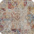 4' Orange and Ivory Floral Distressed Non Skid Round Rug