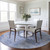 8' Sky Blue Ivory And Gray Round Damask Washable Indoor Outdoor Area Rug