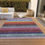 5' X 8' Lavender Blush And Blue Striped Washable Indoor Outdoor Area Rug