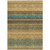 3' X 5' Wheat Brown And Teal Blue Striped Washable Indoor Outdoor Area Rug