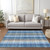5' X 8' Denim Blue Sky Blue And Beige Plaid Washable Indoor Outdoor Area Rug